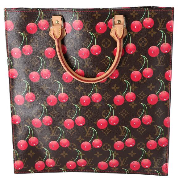 Louis Vuitton x Murakami Sac Plat Monogram Cherry Tote Bag M95010 Leather - Picture 1 of 6